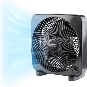 Comfort Zone Box Fan, 9 inch Portable Desk fan, Quiet 3 Speed Mini Fan for Bedroom, Electric Bedside Table Fan, Black