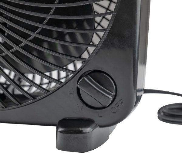 Comfort Zone Box Fan, 9 inch Portable Desk fan, Quiet 3 Speed Mini Fan for Bedroom, Electric Bedside Table Fan, Black - Image 5