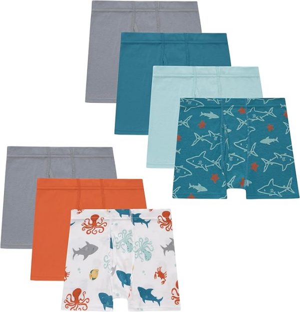 Hanes Boys' Organic Cotton, Pure Comfort Boxer Brief Underwear for Toddlers, Multipacks